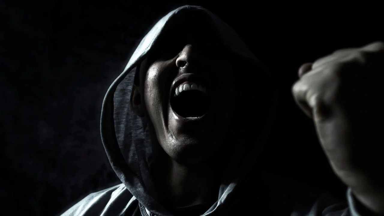 Angry man in a hoodie