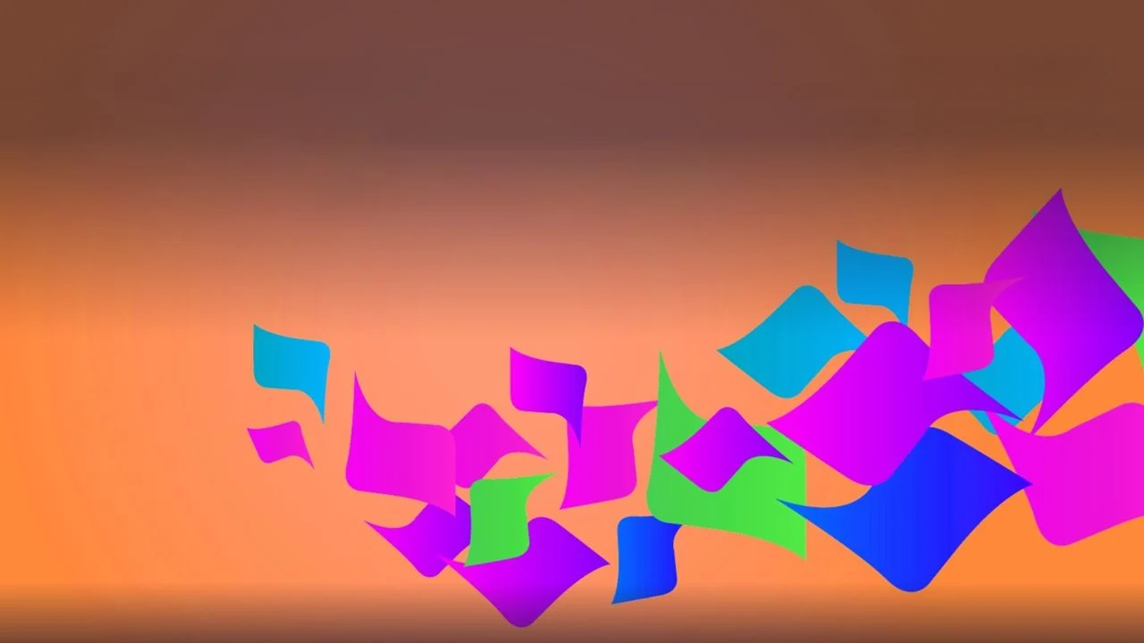 Colored squares on an orange background